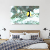 Blauwe kip op groene spar canvas afdruk (Insitu (Slaapkamer))