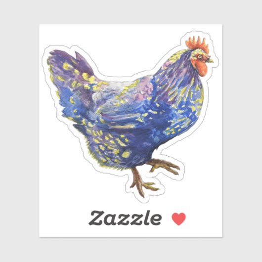 Blauwe kip sticker (Vel)