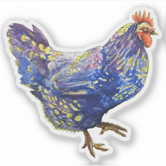 Blauwe kip sticker (Voorkant)