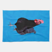 Blauwe kip Strut, Dish Towel Theedoek (Horizontaal)