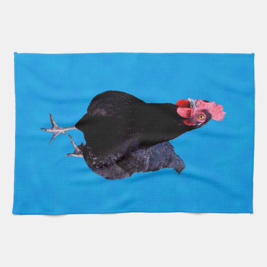 Blauwe kip Strut, Dish Towel Theedoek (Horizontaal)