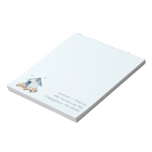 Blauwe kippenhok gepersonaliseerd notitieblok (Linkerzijde)