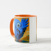 Blauwe kippenrol mok (Voorkant links)