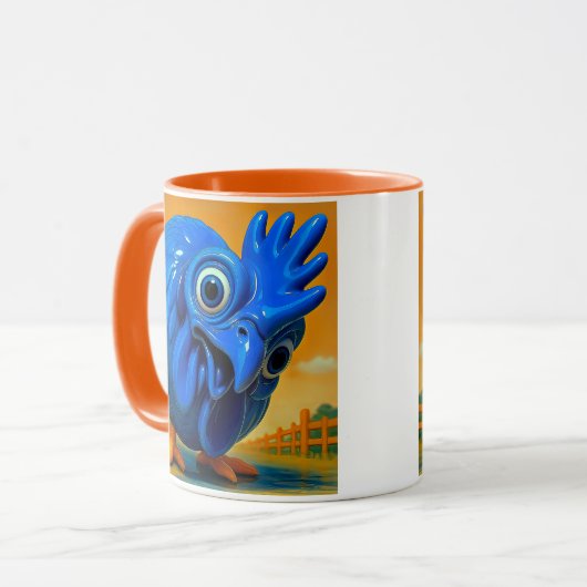 Blauwe kippenrol mok (Voorkant links)