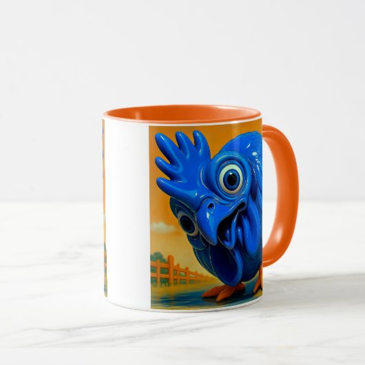 Blauwe kippenrol mok (Voorkant rechts)