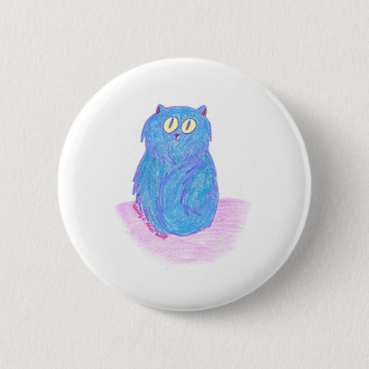 Blauwe Kitten Ronde Button 5,7 Cm (Voorkant)