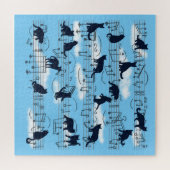 blauwe kittens en muzieknoten legpuzzel (Horizontaal)