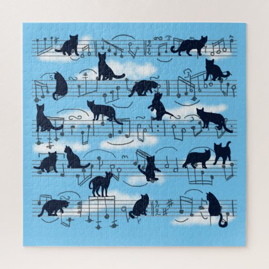 blauwe kittens en muzieknoten legpuzzel (Verticaal)