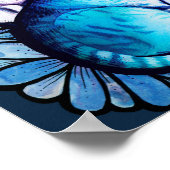 Blauwe Kitty Kat Halo Mucha Stijl Bloemen Poster (Hoek)