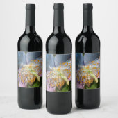 Blauwe klaproos bloem gepersonaliseerd wijn etiket (Flessen)