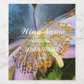 Blauwe klaproos bloem gepersonaliseerd wijn etiket (Enkel label)