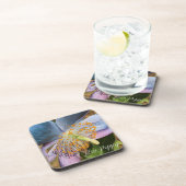 Blauwe klaproos bloesem bier onderzetter (Rechterzijde)