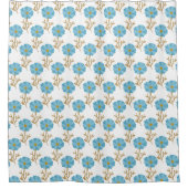 Blauwe klaproosbloemen op wit douchegordijn (Voorkant)