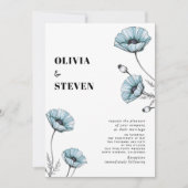 Blauwe klaprozen wilde bloemen bloemencode QR trou Kaart (Voorkant)