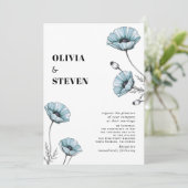 Blauwe klaprozen wilde bloemen bloemencode QR trou Kaart (Staand voorkant)