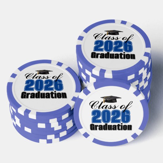 Blauwe klas van 2026 afstudeerfeest poker chips (Opstapeling)
