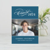 Blauwe klas van 2026 Script Foto Verjaardagsfeestj Kaart (Staand voorkant)