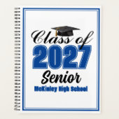 Blauwe klas van 2027 senior aangepaste middelbare planner (Voorkant)