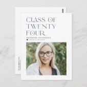 Blauwe klasse van 2022 Modern Minimalist Afstudere Briefkaart (Voorkant / Achterkant)
