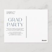 Blauwe klasse van 2022 Modern Minimalist Afstudere Briefkaart (Achterkant)