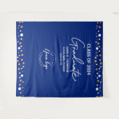 Blauwe Klasse van 2024 met logo backdrop afstudere Wandkleed (Voorkant (horizontaal))