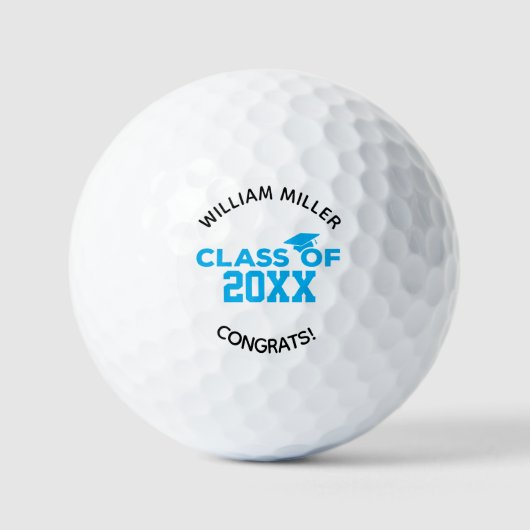 Blauwe Klasse van 2025 Afstuderen Aangepaste Naam Golfballen (Voorkant)