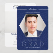 Blauwe Klasse van 2025 Afstuderen Fotouitnodiging Kaart (Voorkant / Achterkant)