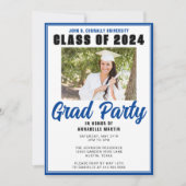 Blauwe Klasse van 2025 Foto Modern Graduation Part Kaart (Voorkant)