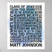 Blauwe Klasse van 20xx Afstuderen Poster voor Hem (Voorkant)