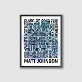 Blauwe Klasse van 20xx Afstuderen Poster voor Hem