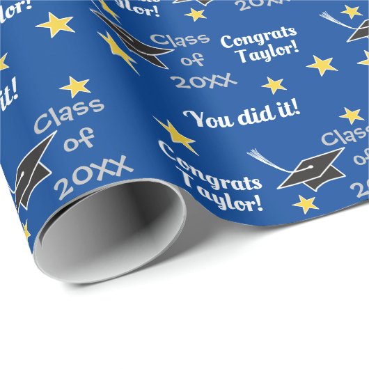 BLAUWE Klasse van de Naam van het Douanejaar Afstu Cadeaupapier (Rol Hoek)