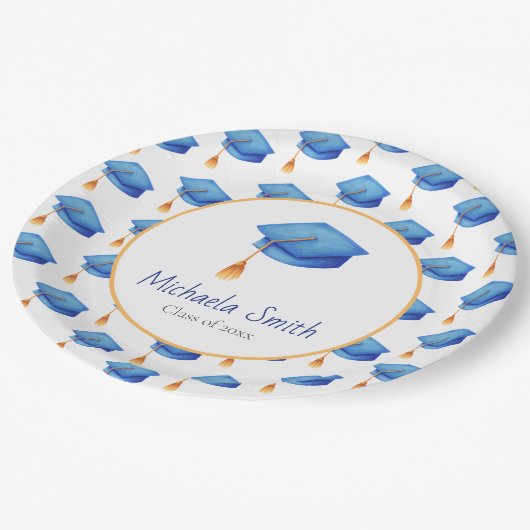 Blauwe Klasse van High School Graduation Party Papieren Bordje (Gekanteld)