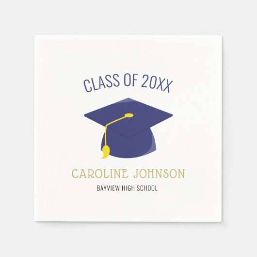 Blauwe Klasse van Pet & Tassel Afstuderen servette Servet (Voorkant)