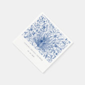 Blauwe Klasse Waterverf Pauw Flora Bruiloft Servet (Hoek)