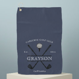 Blauwe Klassieke Cross Club Naam Golfhanddoek