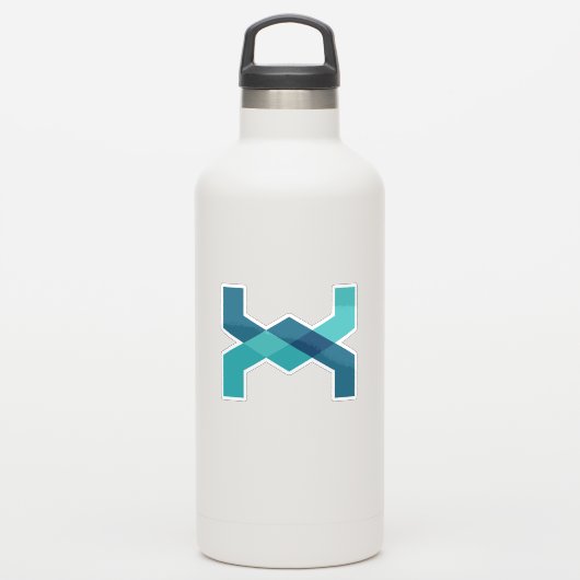 Blauwe Klassieke Letter X Monogram Sticker (Waterfles)