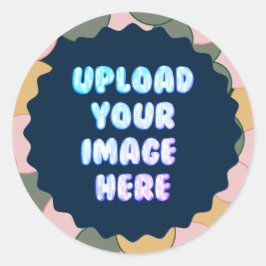 Blauwe klassieke ronde sticker met bedrijfslogo