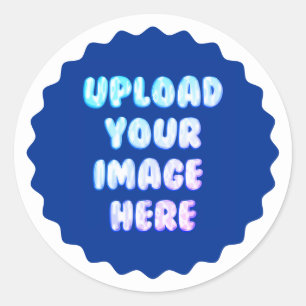 Blauwe klassieke ronde sticker met een bedrijfslog