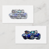 Blauwe klassieke spierwagen |Kies achtergrondkleur Visitekaartje (Voorkant / Achterkant)