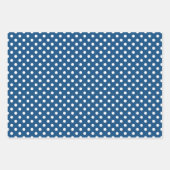Blauwe Klassieke witte poka Dot Stripes Inpakpapier Vel (Voorkant)