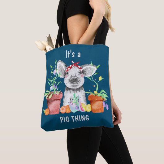 Blauwe klauw Het is een varkensding Tote Bag (Dichtbij)