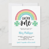 Blauwe klaver en regenbooggeluk een eerste verjaar kaart (Voorkant)