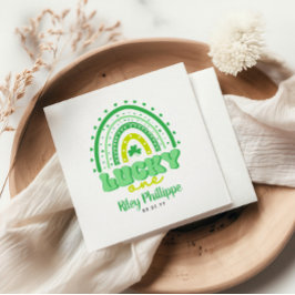 Blauwe klaver en regenbooggeluk een eerste verjaar servet