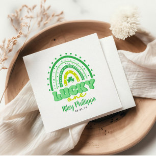 Blauwe klaver en regenbooggeluk een eerste verjaar servet