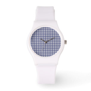 Blauwe klaver horloge