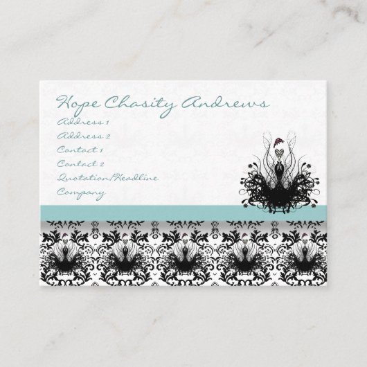 Blauwe  kleding Boutique Mode Diva Damask Visitekaartje (Voorkant)