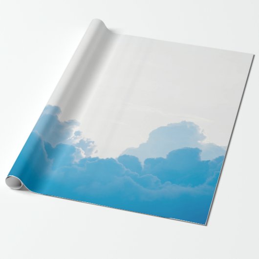 BLAUWE KLEDINGEN ONDER WITTE SKY CADEAUPAPIER (Uitgerold)