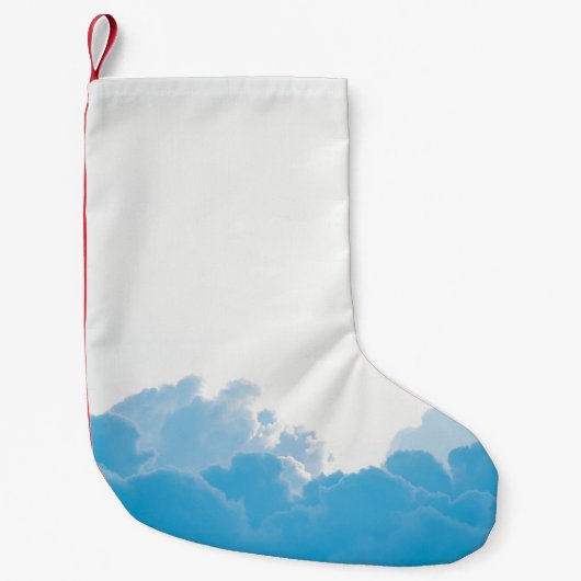 BLAUWE KLEDINGEN ONDER WITTE SKY KLEINE KERSTSOK (Voorkant)