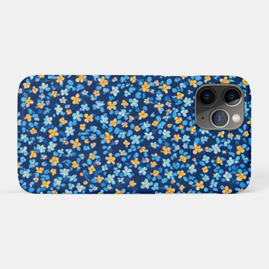 Blauwe kleine bloemen patroon Case-Mate iPhone case (Achterkant (horizontaal))