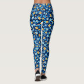 Blauwe kleine bloemen patroon leggings (Achterkant)